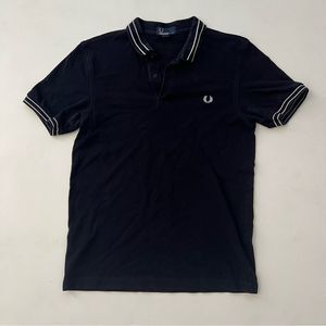 Fred Perry Black Tramline Tipped Slim Fit Polo Shirt M Scooter Mod 60s Casual